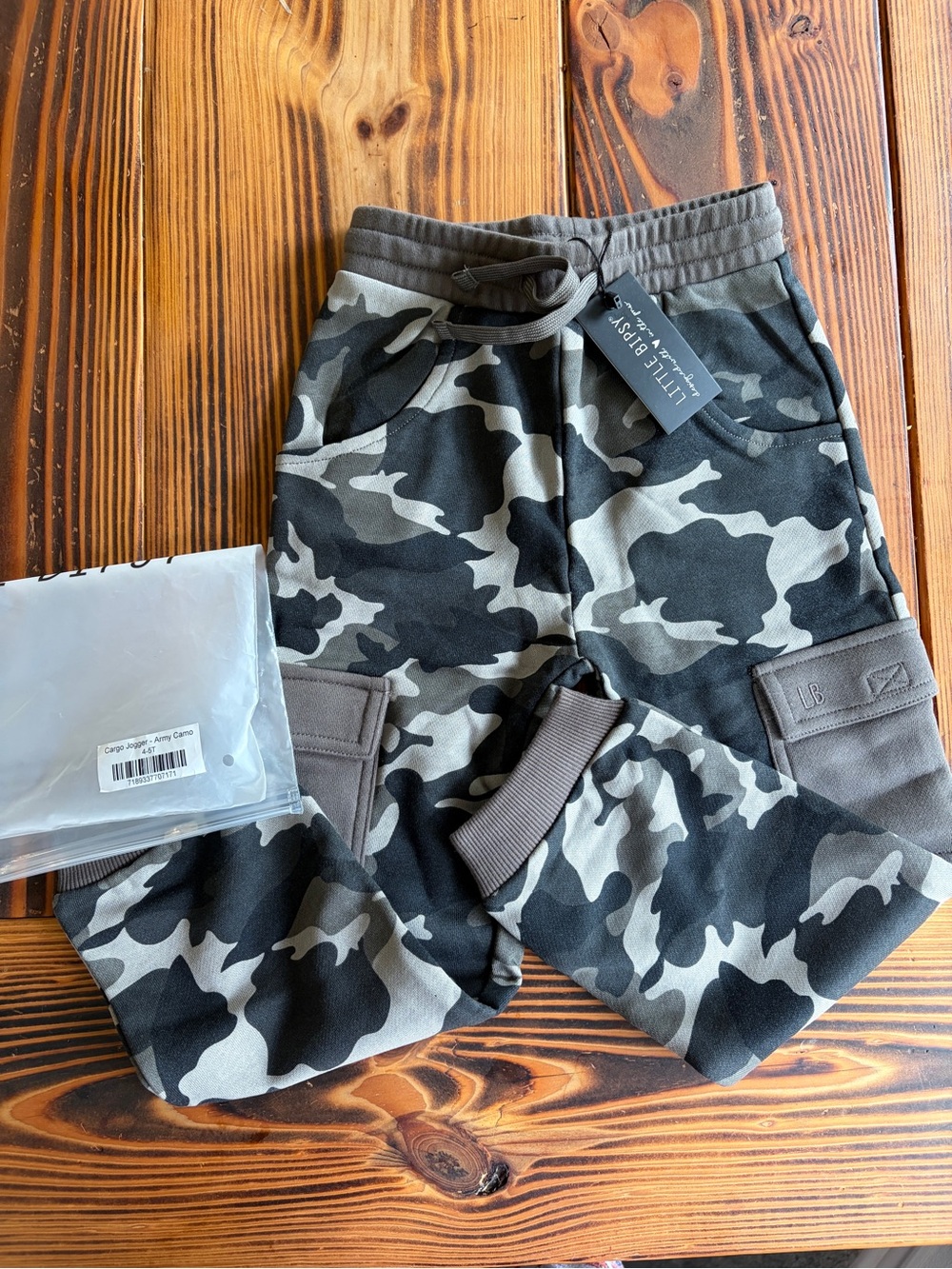 Little Bipsy Boys' Camo Jogger Pants - Olive Green & Gray